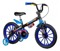 Bicicleta Infantil Menino Nathor Tech Boys Aro 16 Preto Azul