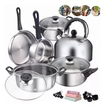 Juego Bateria De Cocina Cacerolas Y Sarten 21 Pzs Acero Inox