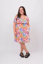 Vestido Sami Manga Corta Fibrana Todos Los Talles 