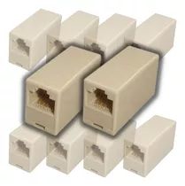 10 Adaptador Conector Emenda Rj45 Femea X Femea Cabo Rede