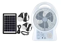 Ventilador Multifuncional Solar 6 En 1 Con Radio Panel Solar