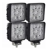 Pack X 4 Faro Auxiliar Proyector 9 Led 27w Cuadrado Off Road