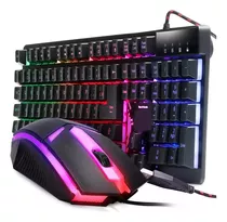 Kit Teclado E Mouse Gamer Com Fio Computador E Notebook