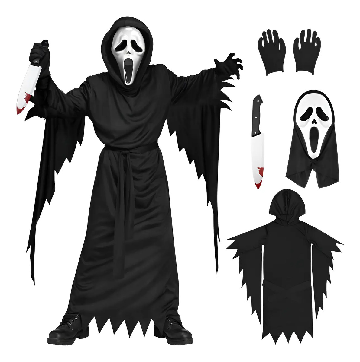 Disfraces De Halloween, Disfraces De Gritos Para Adultos, Disfraces De Terror Para El Baile De Graduación, Disfraces De Terror Con Máscaras Para Juego Negro Adulto Hombres Y Mujeres