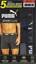 5 Pack Puma Bóxer Brief Sport Luxe Stretch, Cómodo, Original