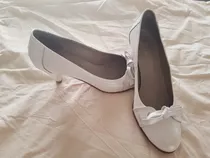 Zapato De Cuero Fino De Vestir Blanco Nacarado Para Fiesta