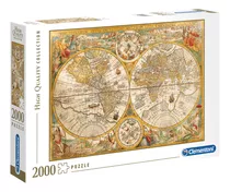 Puzzle 2000 Peças Mapa Antigo, 1594 - Clementoni - Importado