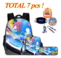 Mochila Para Niños De Gran Capacidad De 7 Piezas Sonic Penca