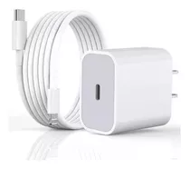 Combo Cargador 20w + Cable Usb C Carga Rápida Para iPhone Color Blanco