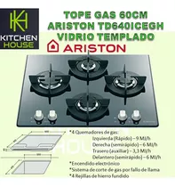 Tope Cocina Gas Ariston Td640icegh Cristal Templado 60cm