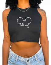 Regata Cropped Mickey Mouse Disney Minnie Feminino Blusinha