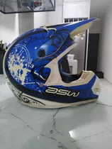 Capacete Cross Asw Podium Antigo Azul - Tam P-56