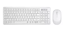 Kit De Teclado E Mouse S/fio Wireless Branco Abnt2 Português