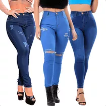 Kit 3 Calça Jeans Feminina Levanta Bumbum Cintura Alta