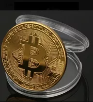 Bitcoin , Btc , Moneda De Colección En Metal Dorada 