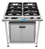 Fogão Industrial 4 Bocas 40x40 P8 Ap Em Aço Inox Forno 112lt