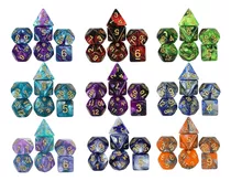 Conjunto Com 7 Dados Aurora Dados De Rpg Variados Poliedros