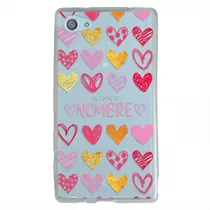 Funda Para Sony Xperia Corazones Personalizada Con Tu Nombre