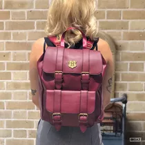 Bolsa Mochila Hogwarts Metálico - Original Harry Potter Cor Bordô