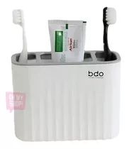 Porta Cepillos Dientes Pasta Dental Organizador Bacha Baño Color Blanco