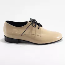 Zapato Abotinado De Charol Genuino - Bygint: Prusia Beige