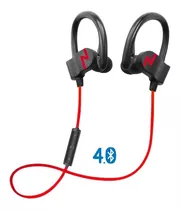 Auricular Inalambrico Deportivo Clip Agarre Y Control Música Color Negro/rojo