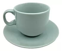 Juego De Cafe En Loza Blanca Tazas Apilables Con Platitos 