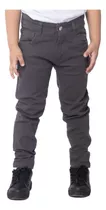 Pantalon Gabardina Niño Gris Chupin Elastizado Talle 4 Al 16