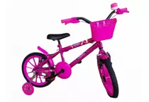 Bicicleta Infantil Aro 16 Menina Com Rodinhas Lateral, Cesta