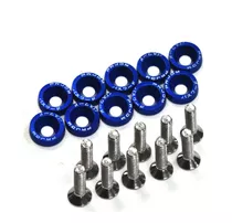 Arandelas Anodizada Aluminio Moto Auto Atv  6mm M6 X10u Azul