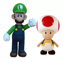 Bonecos Grandes Toad E Luigi 23cm Coleção Super Mario Bros