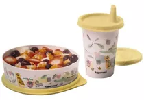 Tupperware Copo Com Bico 200ml + Prato Mini Floresta 500ml