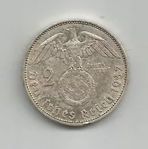 Moneda Alemania Nazi Tercer Reich 2 Reichsmark 1937 R-137
