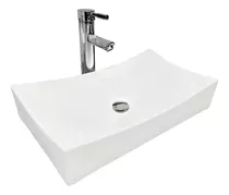 Lavamanos Sobrepuesto Alfonsina 65x39 Desague Llave Acabado Brillante Color Blanco | Llave Alto Modern