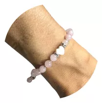 Pulsera De Cuarzo Rosa Y Nácar. Cierre De Acero Quirúrgi 