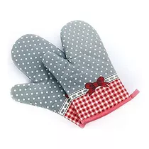 Set Of Two Oven Mitts | Heat Resistant Cotton Kitchen P...
