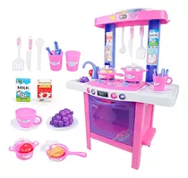 Cocina De Juguete Para Niña Kitchen Play Set 34 Piezas Color Rosa Chicle A-1 P-3