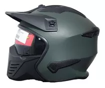 Casco Abierto Avx Fs 726 Verde Negro Mate Visor Oscuro Tmr