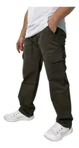 Pantalon Cargo Mom Gabardina Sin Puño Hombre