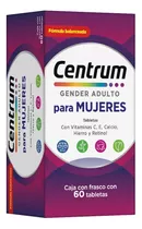 Suplemento Multivitamínico Centrum Mujer Con Citamina A C Y E Por 60 Tabletas Sabor Sin Sabor