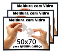 Kit 3 Moldura Quebra Cabeça Grow Puzzle 1000 Peças 50 X 70 Cor Preto