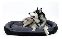 Cama Extra Grande Para Perro Resistente Color Negra / Gris