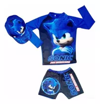 Traje De Baño Sonic Para Niño - Buzo,  Bóxer Y Gorra