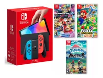 Nintendo Switch Oled Neon + 3 Juegos A Eleccion