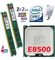 Kit Memória Ddr2 800mhz 4gb + Cpu Core 2 Duo E8500 3,16 Ghz