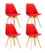 Silla Tulip Eames Roja X4 Unid Importada Calidad Premium 