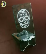 Vetor Suporte Celular Caveira Acrílico Corte Laser Cnc Mdf