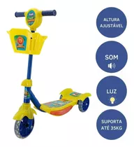 Patinete Infantil 3 Rodas Com Cesta Som E Luz Musical