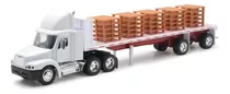 Trailer Freightliner Century /plana Con Pallets 1:32 New Ray Color Blanco Abre