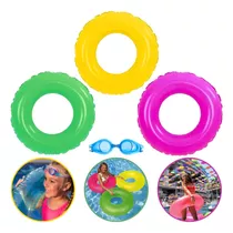 Kit 3 Boia Circular Inflável Neon Praia Piscina Criança 60cm